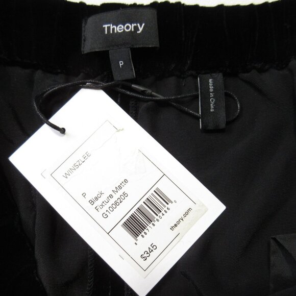 NWT Theory Winszlee in Black Fixture Matte Velvet Drawstring Relaxed Pants P XS - Picture 9 of 15